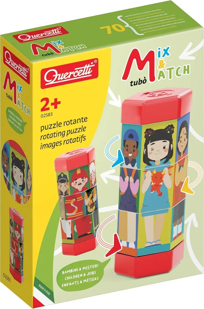 Quercetti Tub Mix & Match Rotating Puzzle- Character