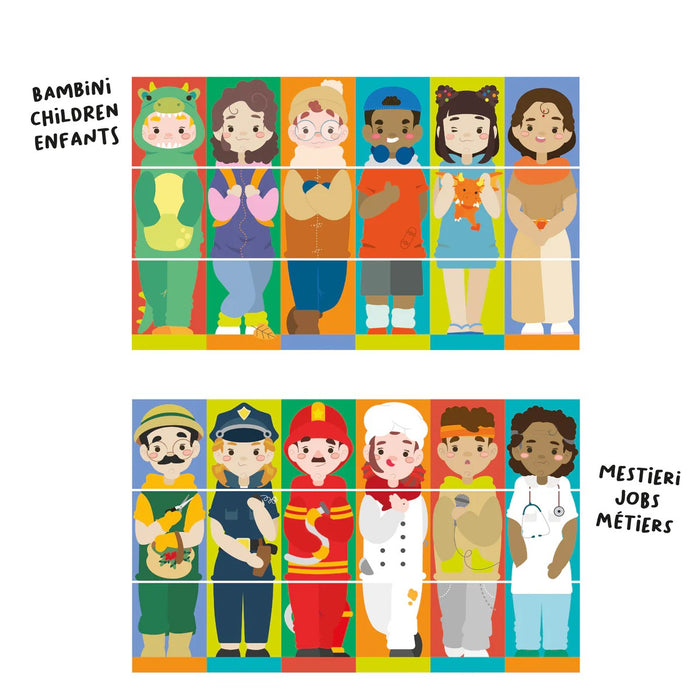 Quercetti Tub Mix & Match Rotating Puzzle- Character