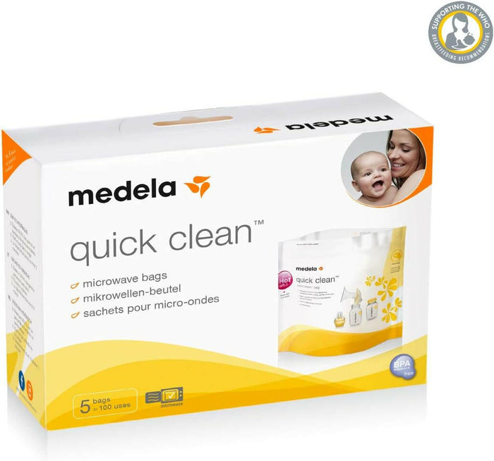 Quick Clean Micro-Steam Sterilization Bags by Medela.