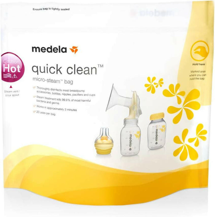 Quick Clean Micro-Steam Sterilization Bags by Medela.