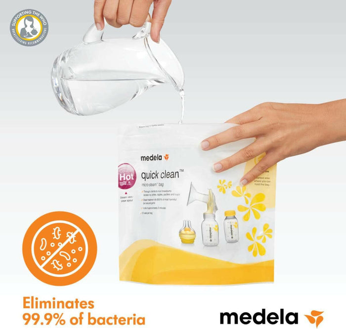 Quick Clean Micro-Steam Sterilization Bags by Medela.