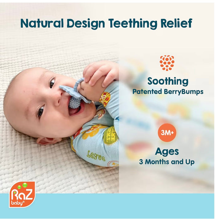 RaZbaby Chompy Teether Soft Silicone Teething Toy for Infants & Babies (3Months+)