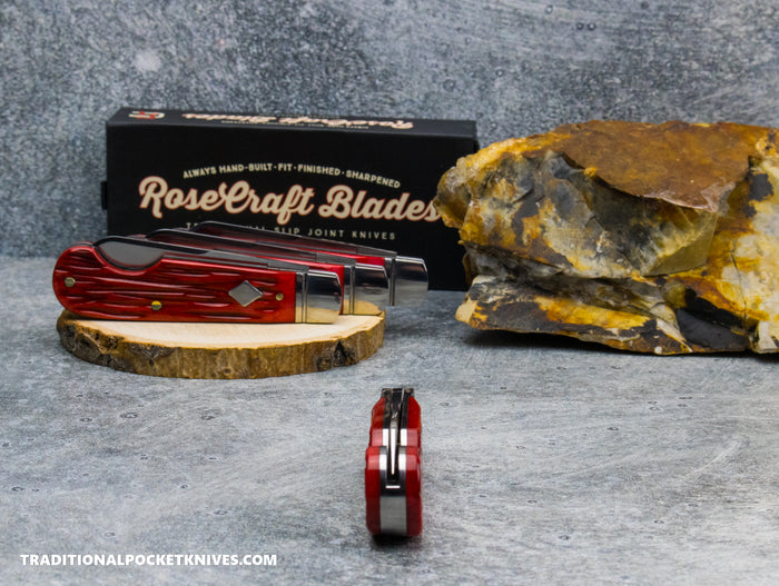 RoseCraft Blades Elk River Easy Open Jack Red Jigged Bone (RCT027-RJB)