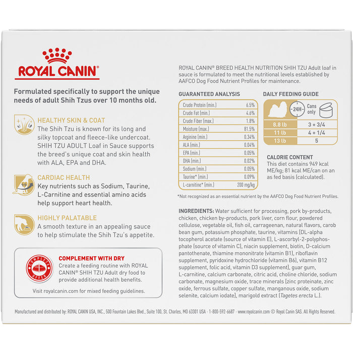 Royal Canin Breed Health Nutrition® Shih Tzu Loaf In Sauce Dog Food, 3 oz, 6-pack
