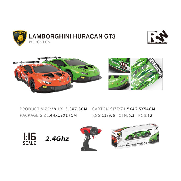 Rw 2.4G 1:16 Scale Lamborghini Huracan Gt3 4W Licensed Remote Control Car