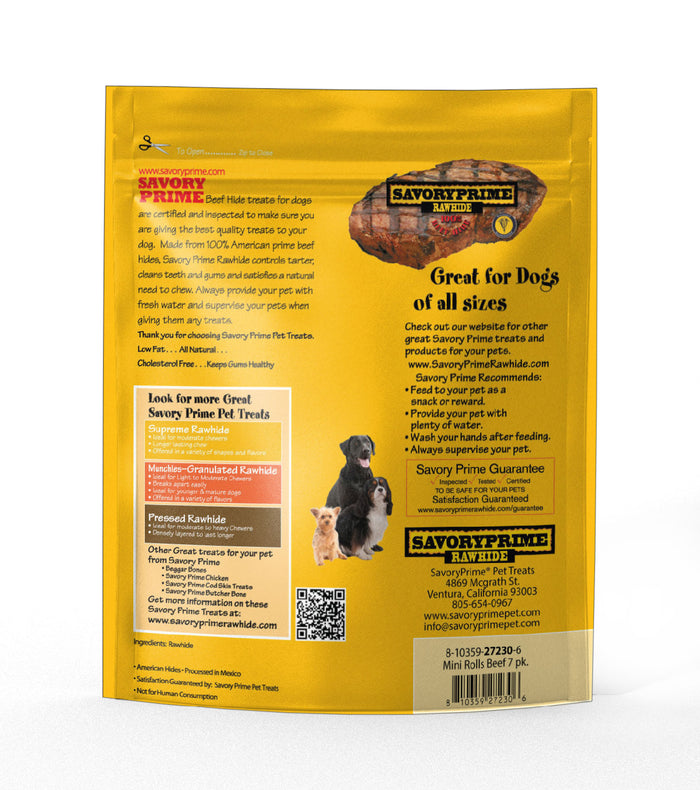 Savory Prime AMERICAN Mini Beef Retriever Rolls for Dogs - 7 pk
