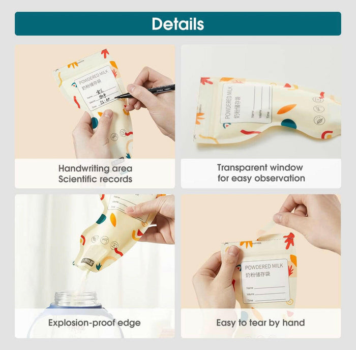 SEEDNUR Baby Formula Storage Bag for Travel Milk Powder Dispenser Portable Infant Feeding Food Pouches 1.8oz 32pcs.