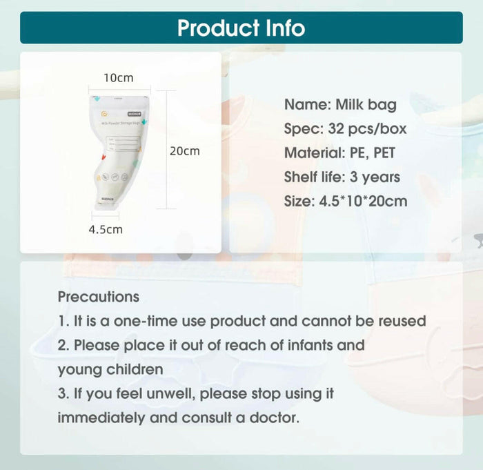 SEEDNUR Baby Formula Storage Bag for Travel Milk Powder Dispenser Portable Infant Feeding Food Pouches 1.8oz 32pcs.