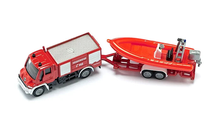 Siku Die Cast Unimog Fire Engine With Boat