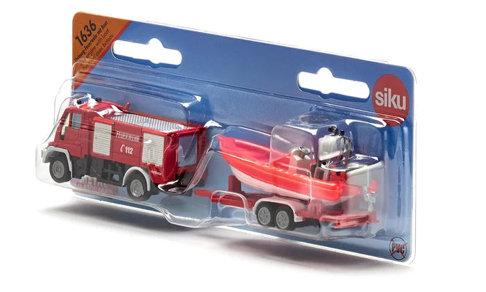 Siku Die Cast Unimog Fire Engine With Boat
