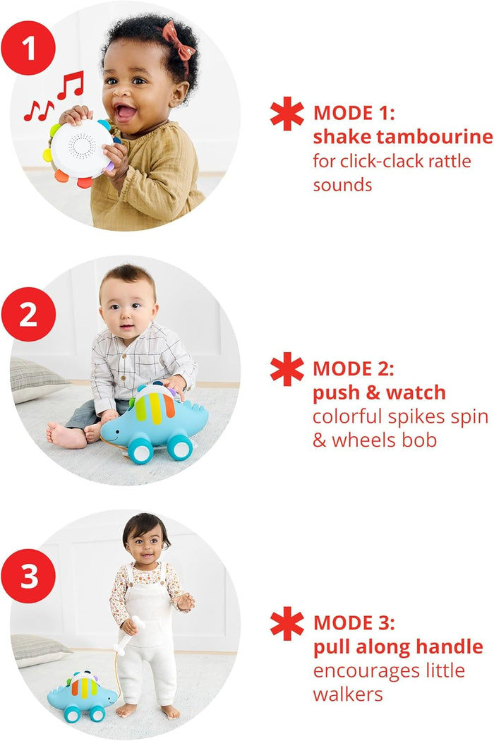 Skip Hop Explore & More 3 In 1 Baby Musical Pull Toy Dinosaur Multi Color