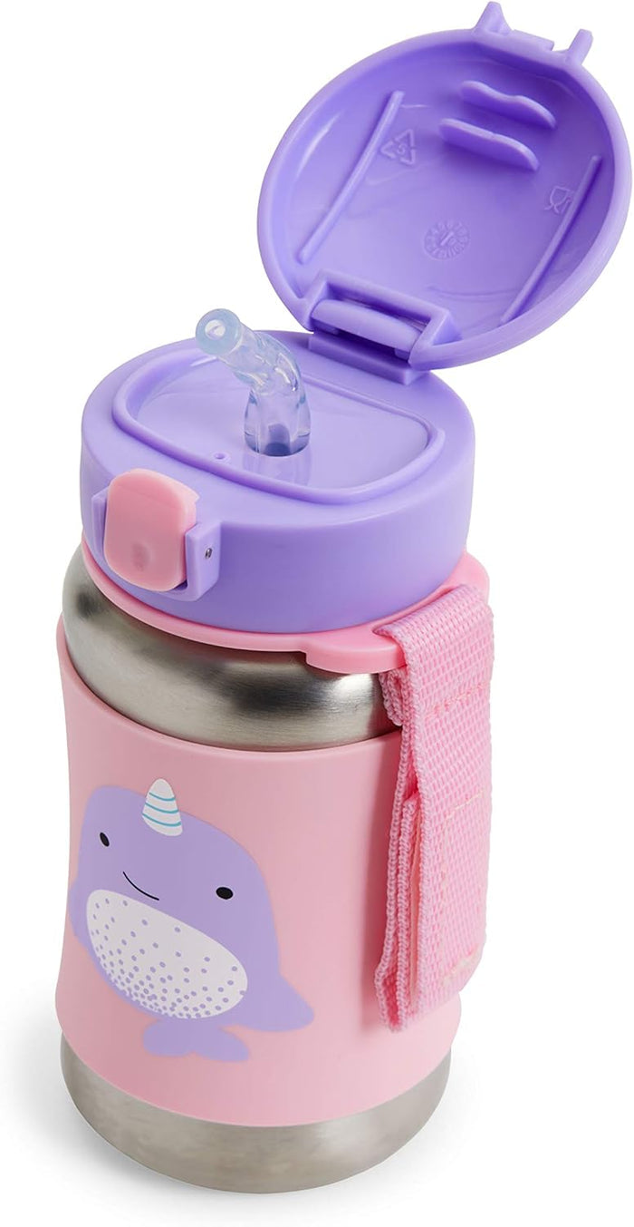 Skip Hop Zoo Stainless Steel Straw Bottle (Narwhal)