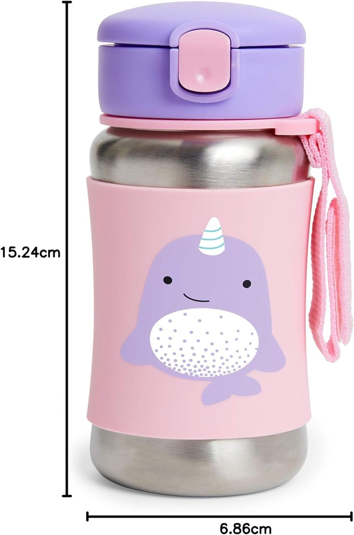 Skip Hop Zoo Stainless Steel Straw Bottle (Narwhal)