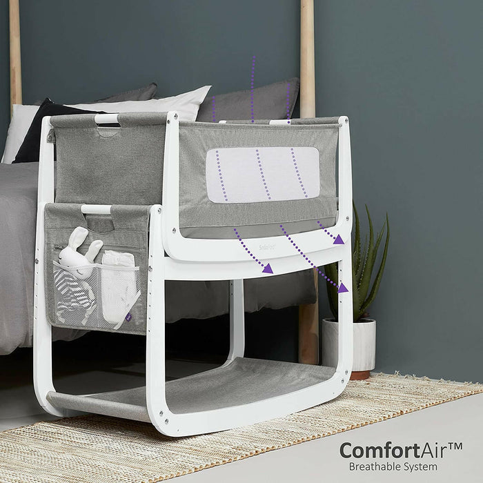 Snuzpod 4 Bedside Crib - Sleep Tight & Safe - Grey.