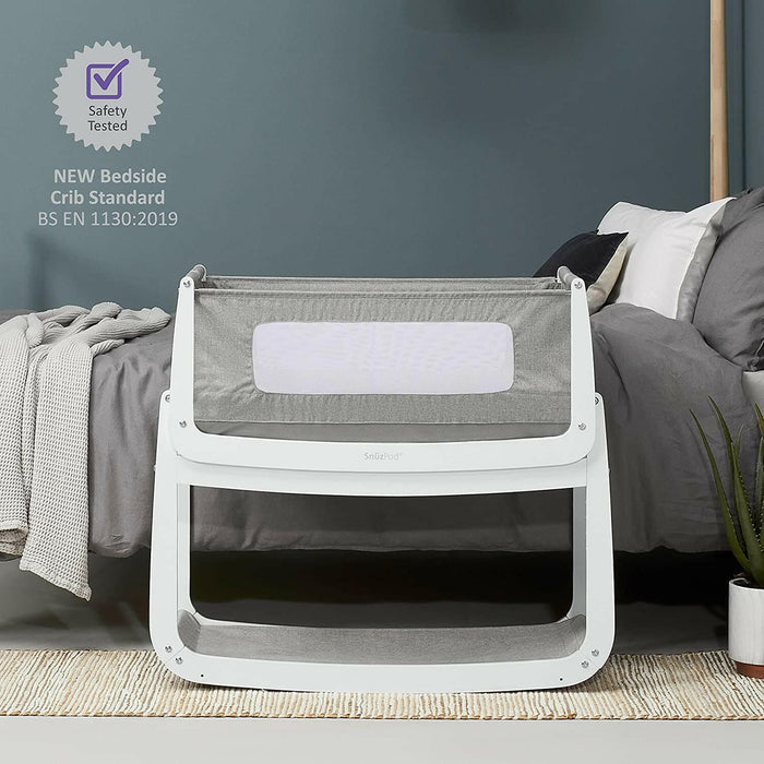 Snuzpod 4 Bedside Crib - Sleep Tight & Safe - Grey.