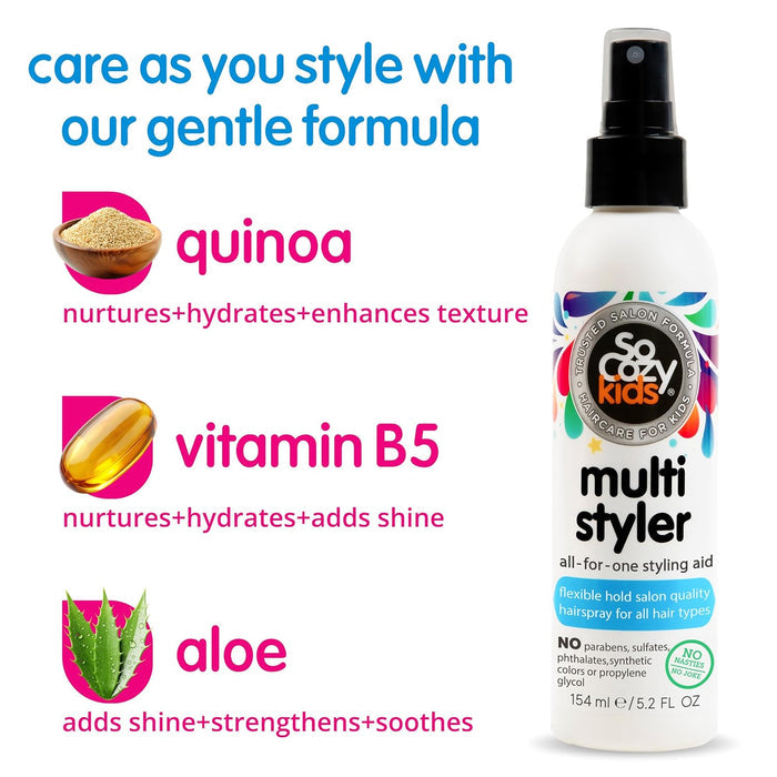 So Cozy Kids Multi Styler, Styling Hair Spray for Kids, Safe for Everyday Use (5.2 Fl Oz).
