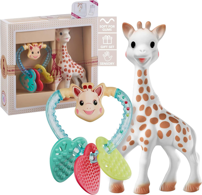 Sophie La Girafe Giraffe Teether Heart Rattle Gift Set 3 Sophiesticated Classical Multicolour