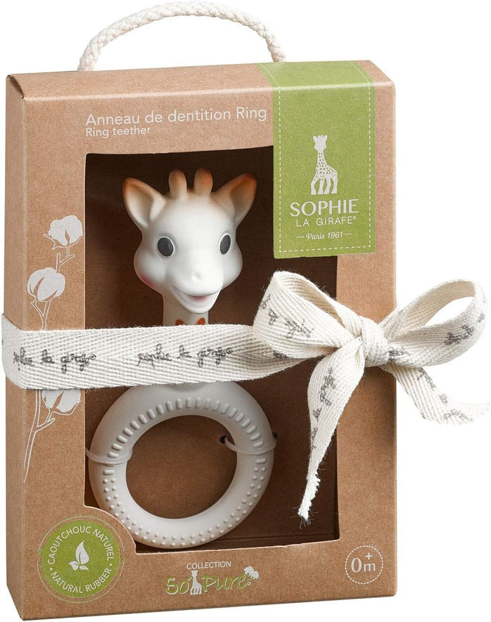Sophie La Girafe Ring Teether So'Pure Natural Rubber Gift Box Brown & White