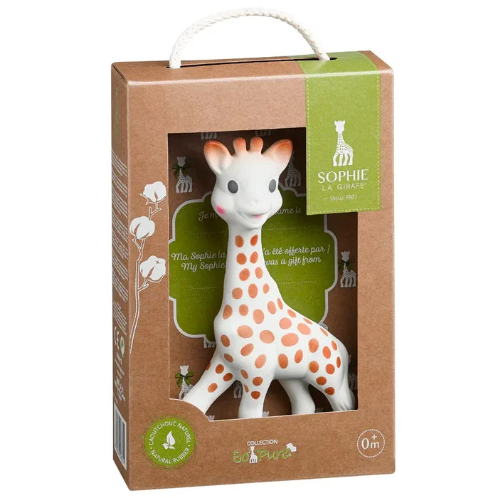 Sophie La Girafe Teether Toy Giraffe So'Pure Natural Rubber Gift Box Brown & White