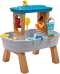 Step2 Rain Showers Splash Tub Water Play with 13-Piece Accessory Set Garden for Children in Grey & Brown.