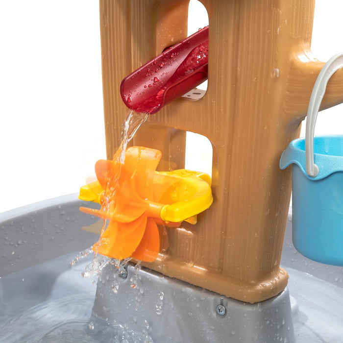 Step2 Rain Showers Splash Tub Water Play with 13-Piece Accessory Set Garden for Children in Grey & Brown.