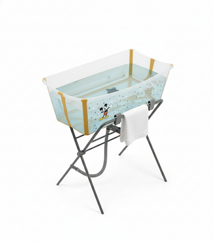 Stokke Flexi Bath Mickey + Foldable Stand Bundle White Grey