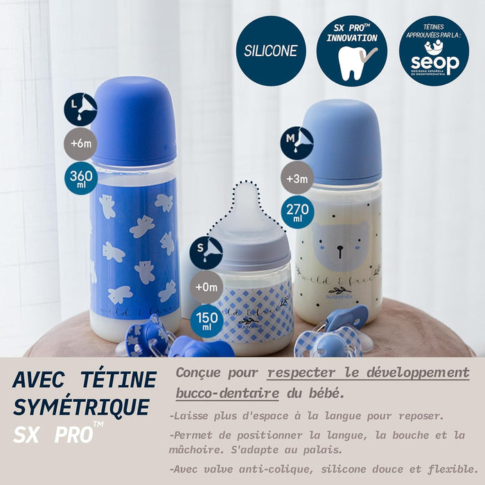 Suavinex Polypropylene Silicone Feeding Bottle (Wild & Free, 270ml)