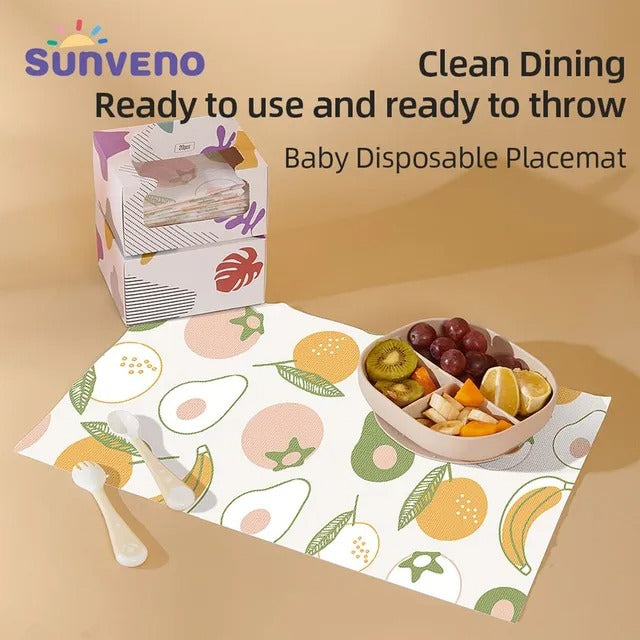 Sunveno Baby Feeding Disposable Travel Multipurpose Placemats – 20Pcs