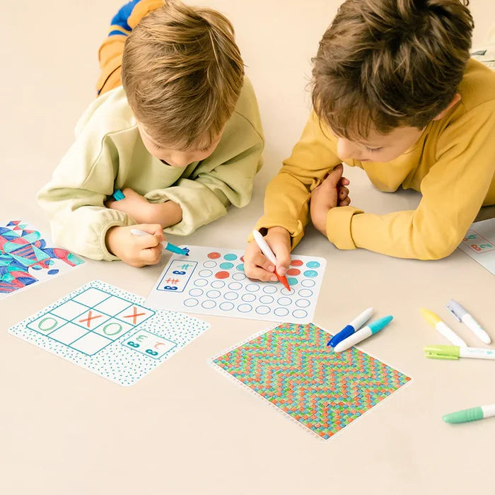 Super Petit Travel Game 3 Mini Reversible Silicone Mats + 3 Erasable Markers Included