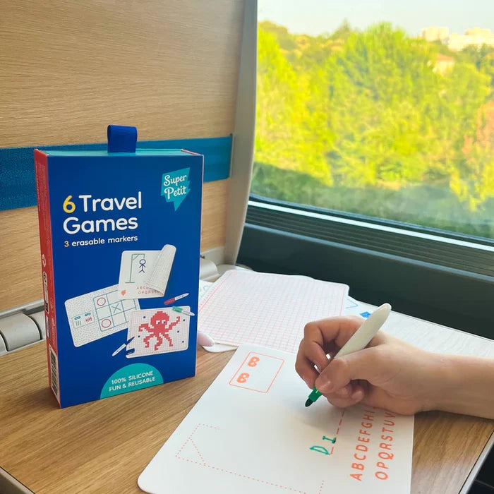 Super Petit Travel Game 3 Mini Reversible Silicone Mats + 3 Erasable Markers Included