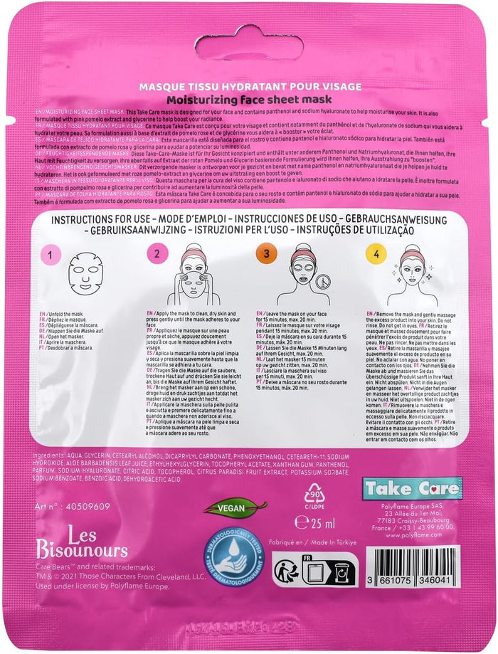 Take Care Masque Tissu Visage Hydratant - Bisounours (Care Bears)