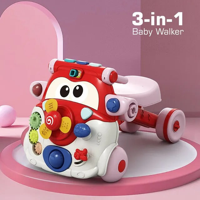 Teknum 3-in-1 Baby Walker, Kids Cycle & Scooter – Red
