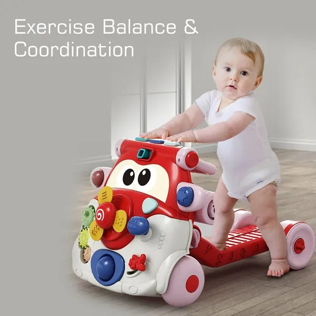 Teknum 3-in-1 Baby Walker, Kids Cycle & Scooter – Red
