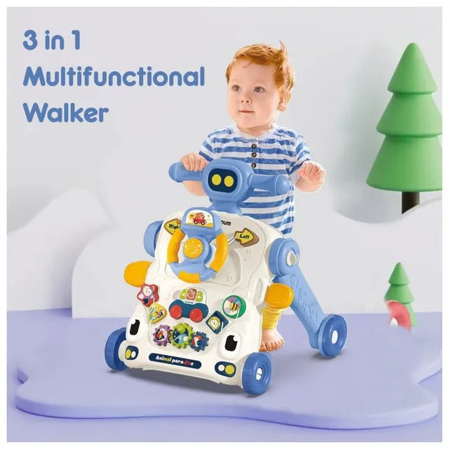 Teknum 3-in-1 Baby Walker with Musical Keyboard – Blue