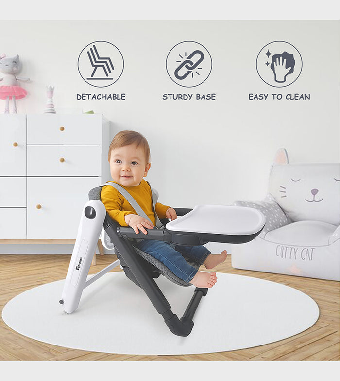 Teknum 3 In 1 Kids Foldable Dining Booster Chair (Grey)