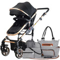 Teknum 3-in-1 Pram Stroller & Diaper Bag Bundle – Black