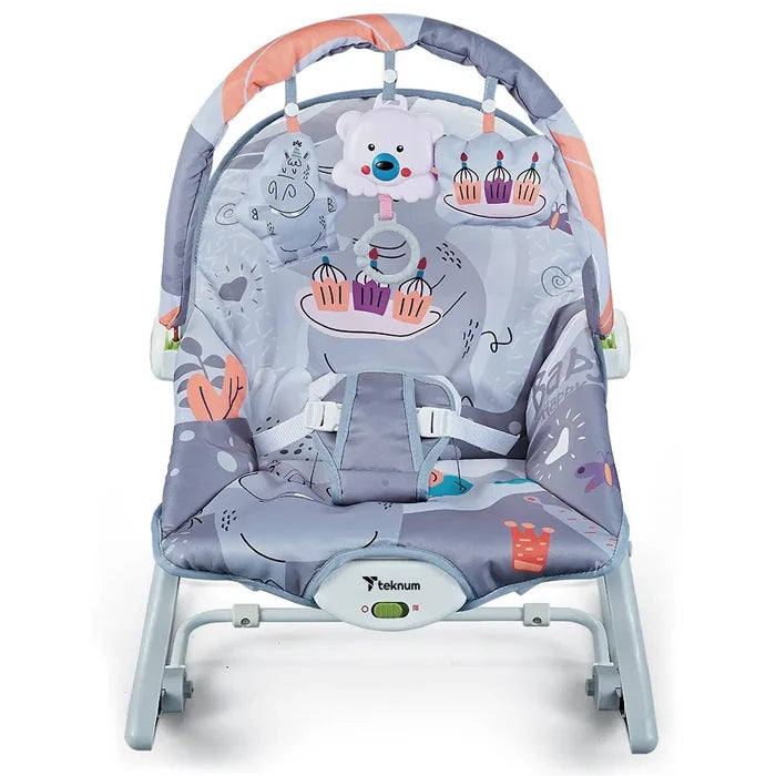 Teknum 3-In-1 Rocker Baby Seat Recliner with Soothing Music (Party Grey)