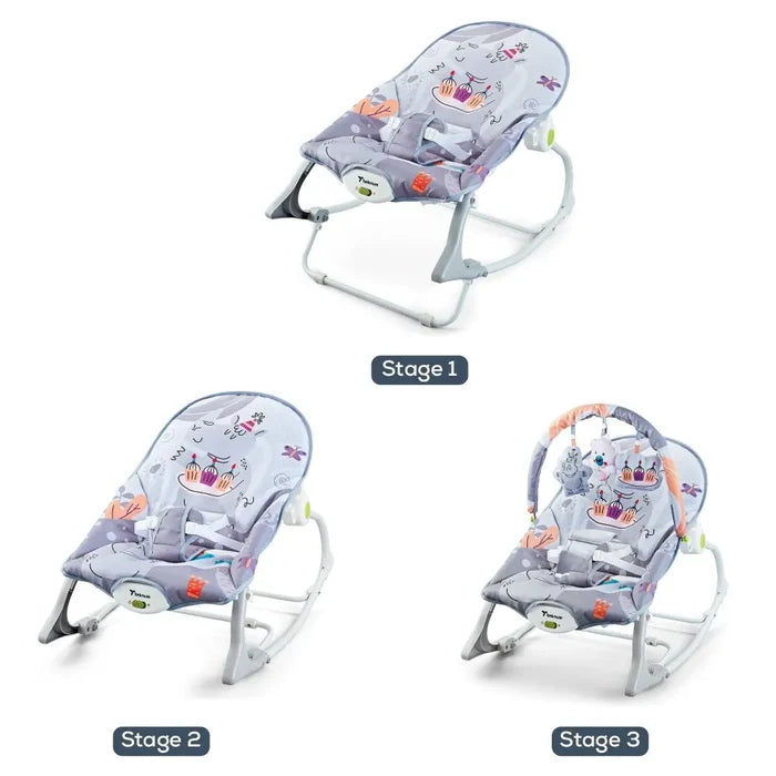 Teknum 3-In-1 Rocker Baby Seat Recliner with Soothing Music (Party Grey)