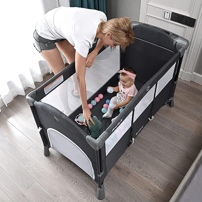 Teknum 4 in 1 Baby Bedside Co-Sleeper Bassinet and Playpen With Rocker