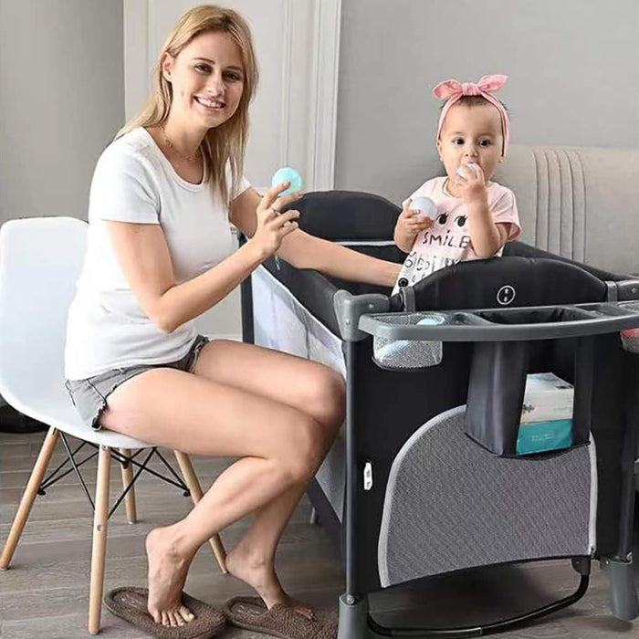 Teknum 4 in 1 Baby Bedside Co-Sleeper Bassinet and Playpen With Rocker