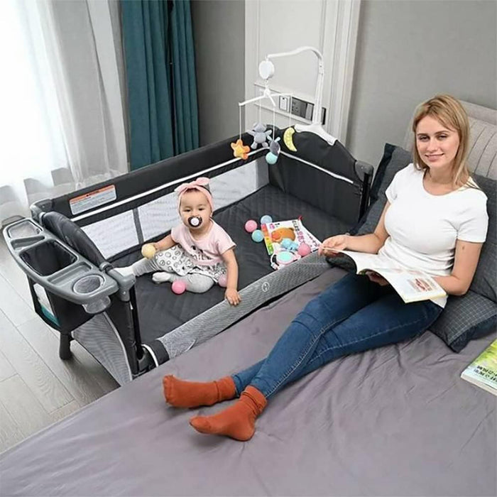 Teknum 4 in 1 Baby Bedside Co-Sleeper Bassinet and Playpen With Rocker