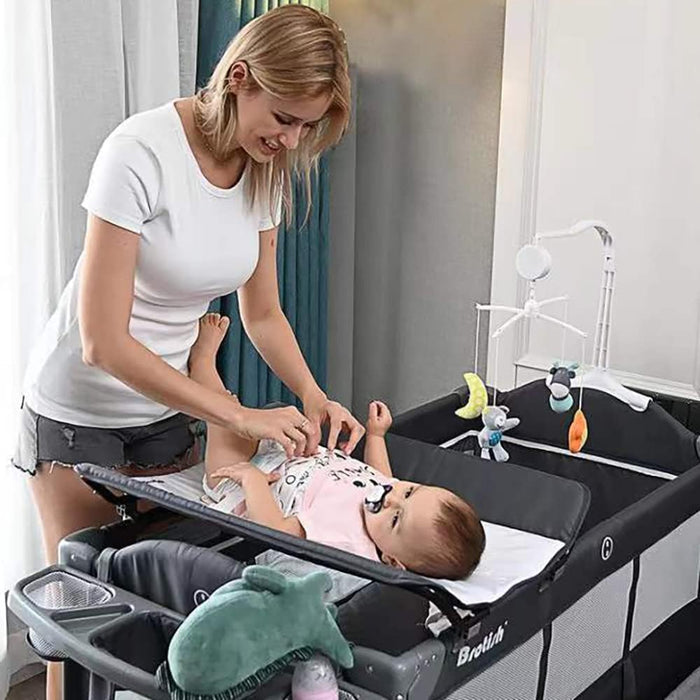 Teknum 4 in 1 Baby Bedside Co-Sleeper Bassinet and Playpen With Rocker