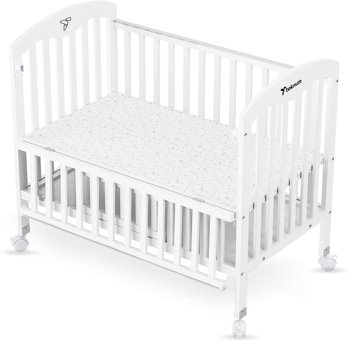 Teknum 4 in 1 Wooden Bedside With Storage and Height Adjustment (White) From Newborn Upto 4ys  Old