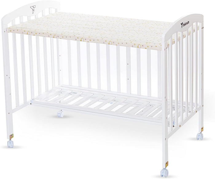 Teknum 4 in 1 Wooden Bedside With Storage and Height Adjustment (White) From Newborn Upto 4ys  Old