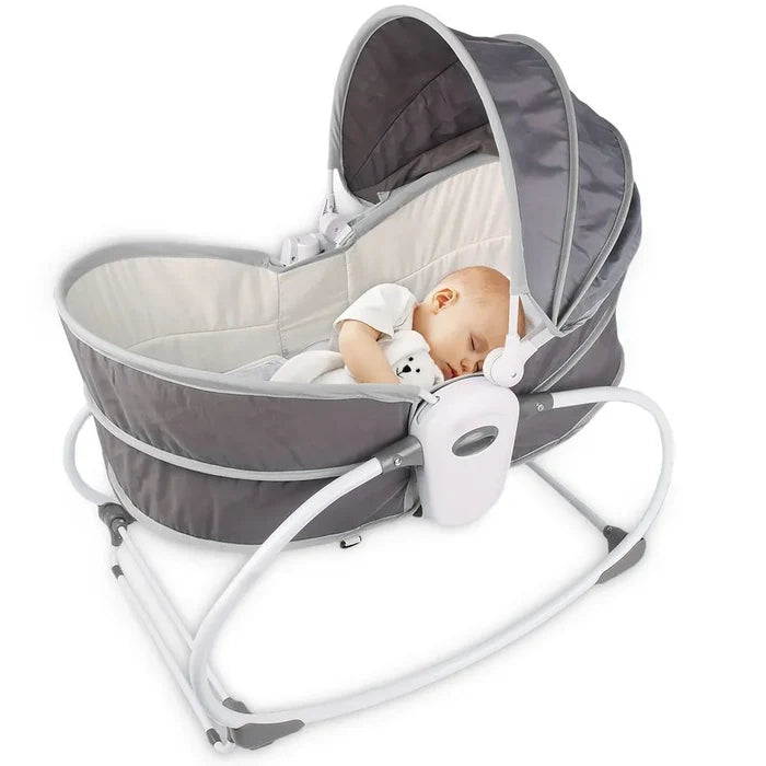 Teknum 5-In-1 Cozy Rocker Bassinet With Awning & Mosquito Net (Grey)
