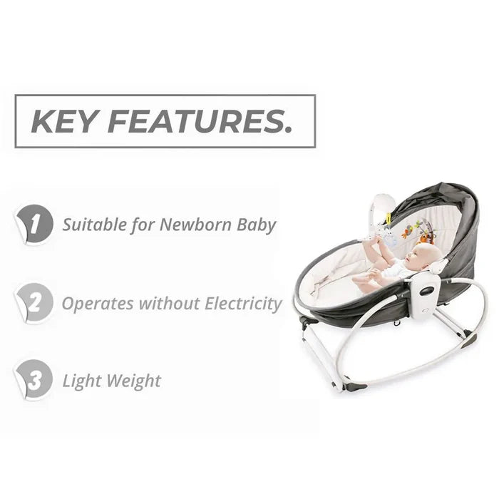 Teknum 5-In-1 Cozy Rocker Bassinet With Awning & Mosquito Net (Grey)