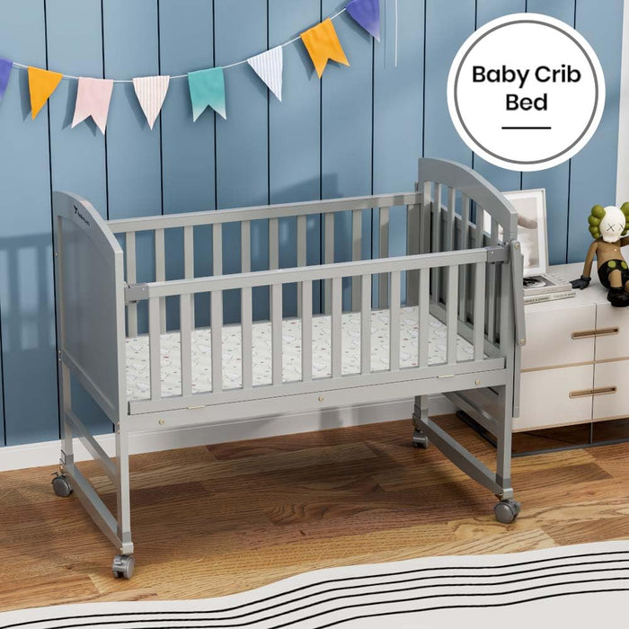 Teknum 7-in-1 Convertible Kids Bed & Bedside Crib with Mattress, Mosquito Net & Detachable Wheels