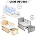 Teknum 7-in-1 Convertible Kids Bed & Bedside Crib with Mattress, Mosquito Net & Detachable Wheels