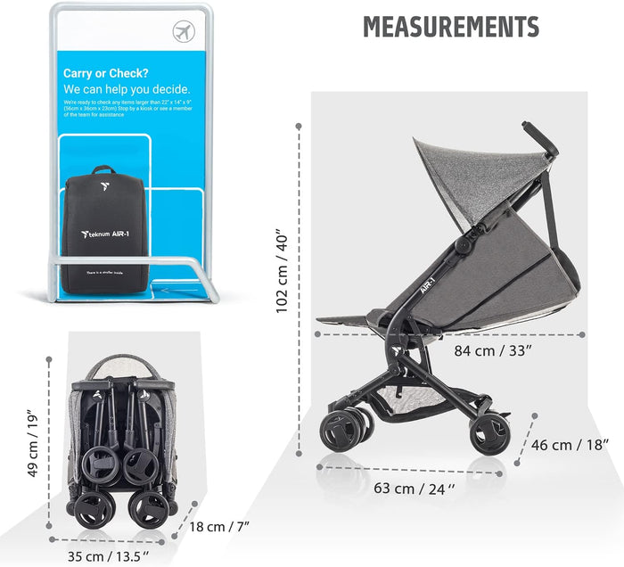 Teknum Air 1 Travel Stroller With Carry Backpack