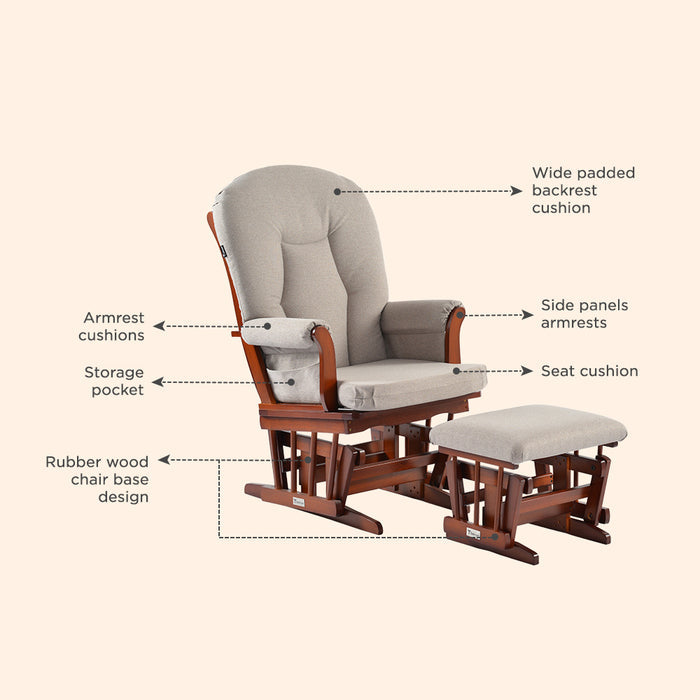 Teknum Deluxe Gliding Chair with Ottoman Set (Beige)